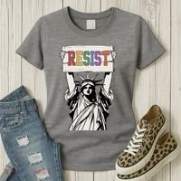 Liberal Resist Statue Of Liberty With Resist Feminist Women's T-Shirt thumb 3