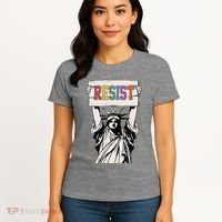Liberal Resist Statue Of Liberty With Resist Feminist Women's T-Shirt thumb 4