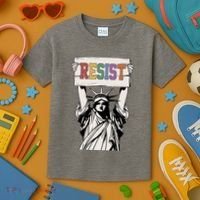 Liberal Resist Statue Of Liberty With Resist Feminist Kids T-Shirt thumb 3