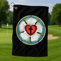 LUTHER ROSE SEAL LUTHERAN SYMBOL CHRISTIAN CROSS Golf Towel thumb 1