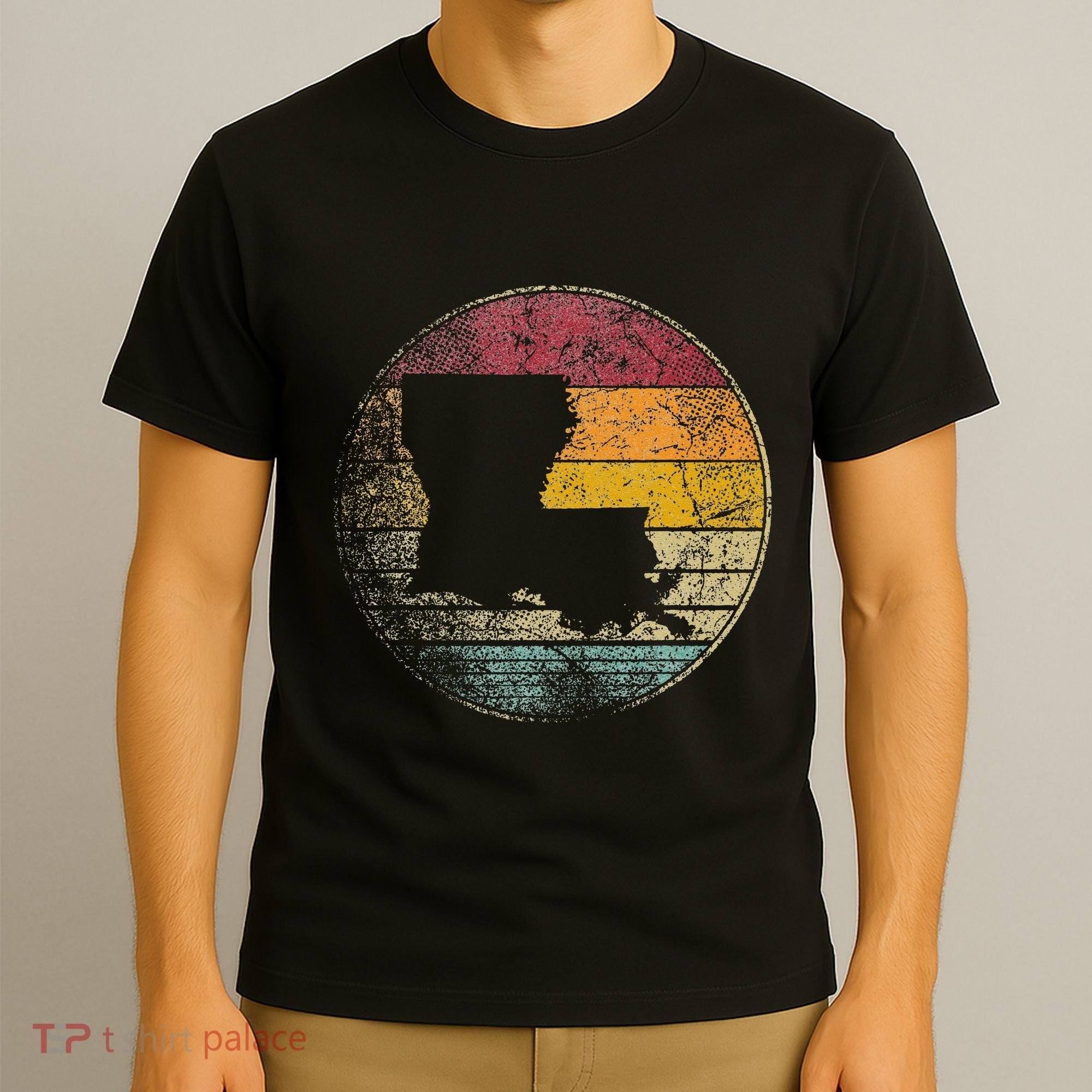 Louisiana Retro Style Vintage Distressed 70s 80s 90s Gift T-Shirt