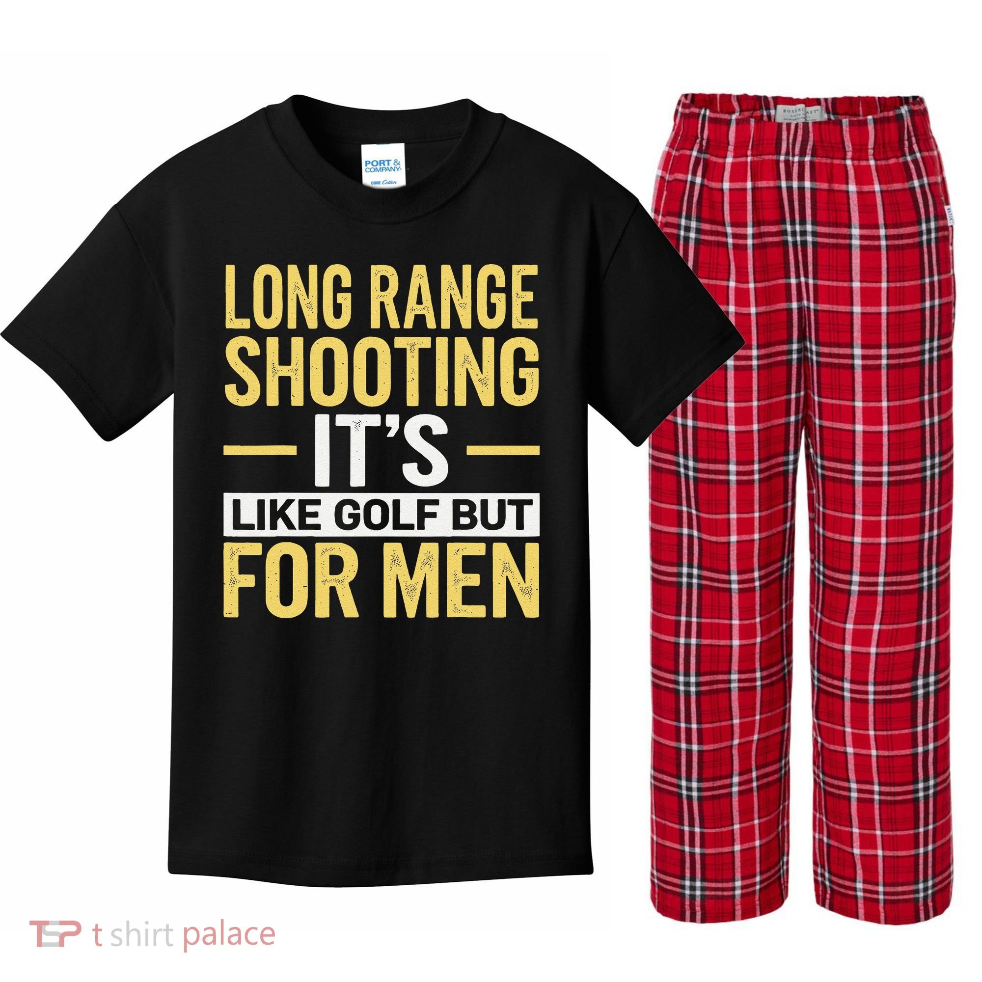 Long Range Shooting Its Like Golf But Kids Plaid Pajama Set