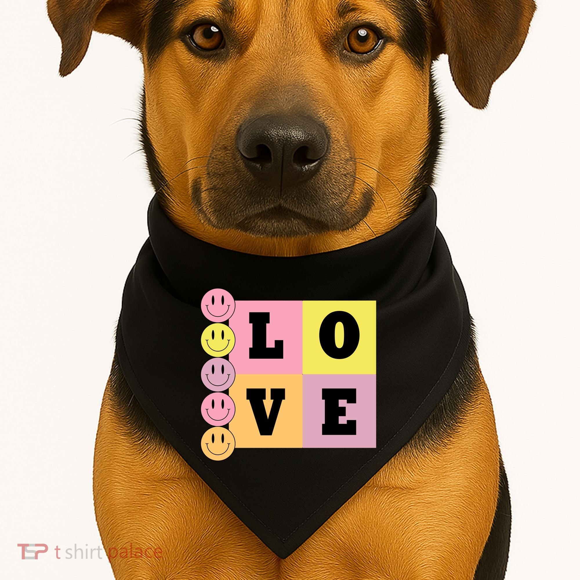 Love Retro Smile Face Cute Gift USA-Made Doggie Bandana