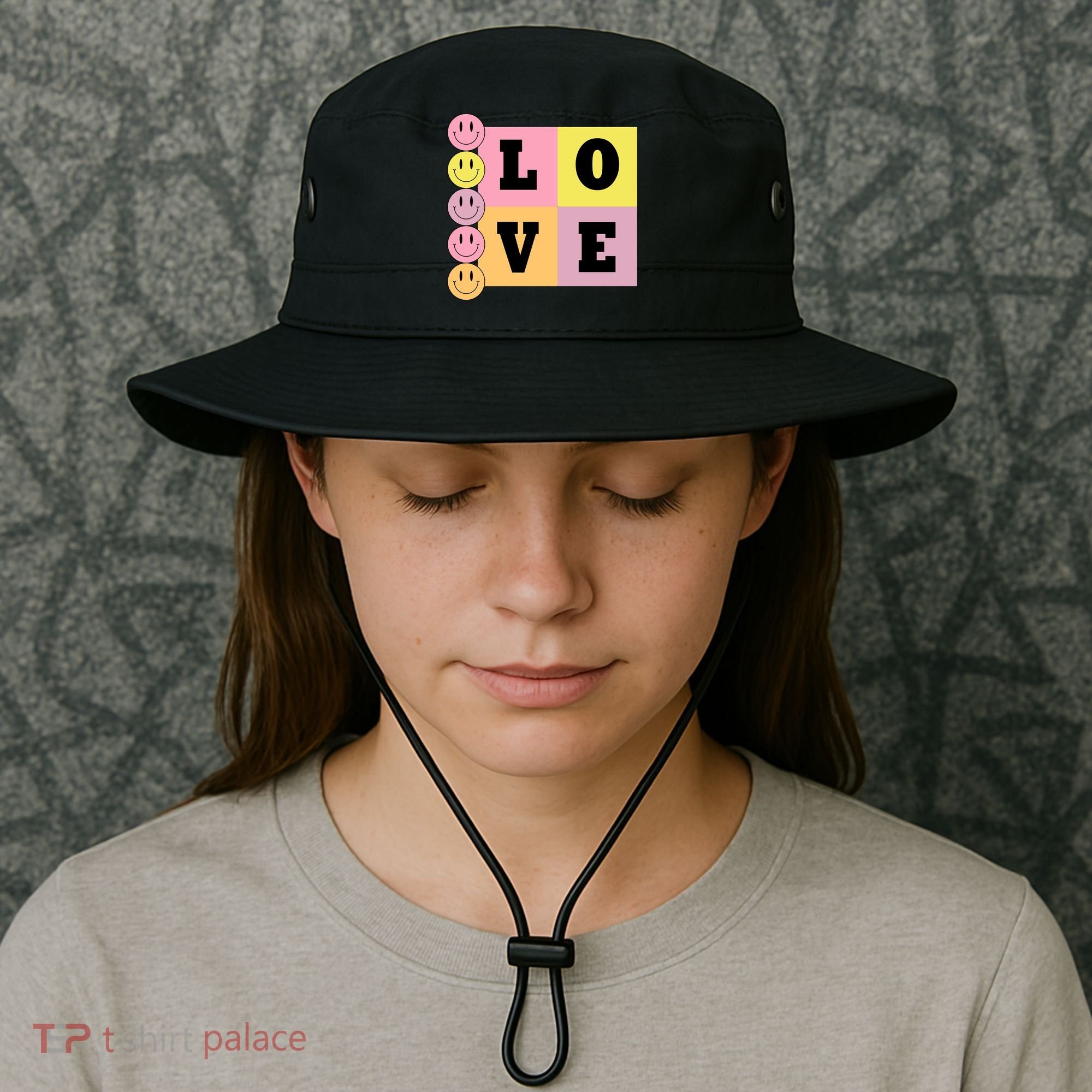 Love Retro Smile Face Cute Gift Bucket Hat