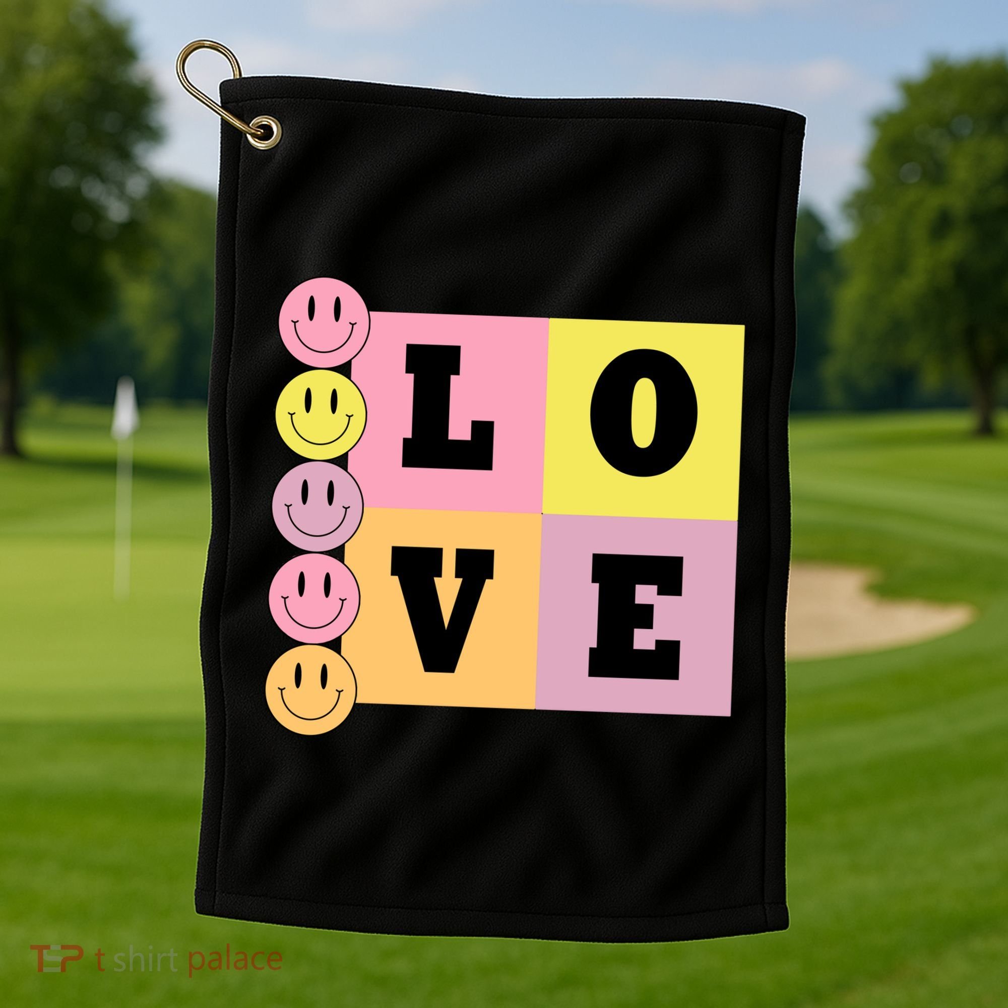 Love Retro Smile Face Cute Gift Golf Towel