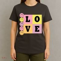 Love Retro Smile Face Cute Gift T-Shirt thumb 4