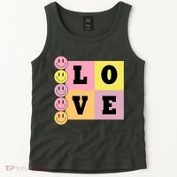 Love Retro Smile Face Cute Gift Tank Top thumb 2