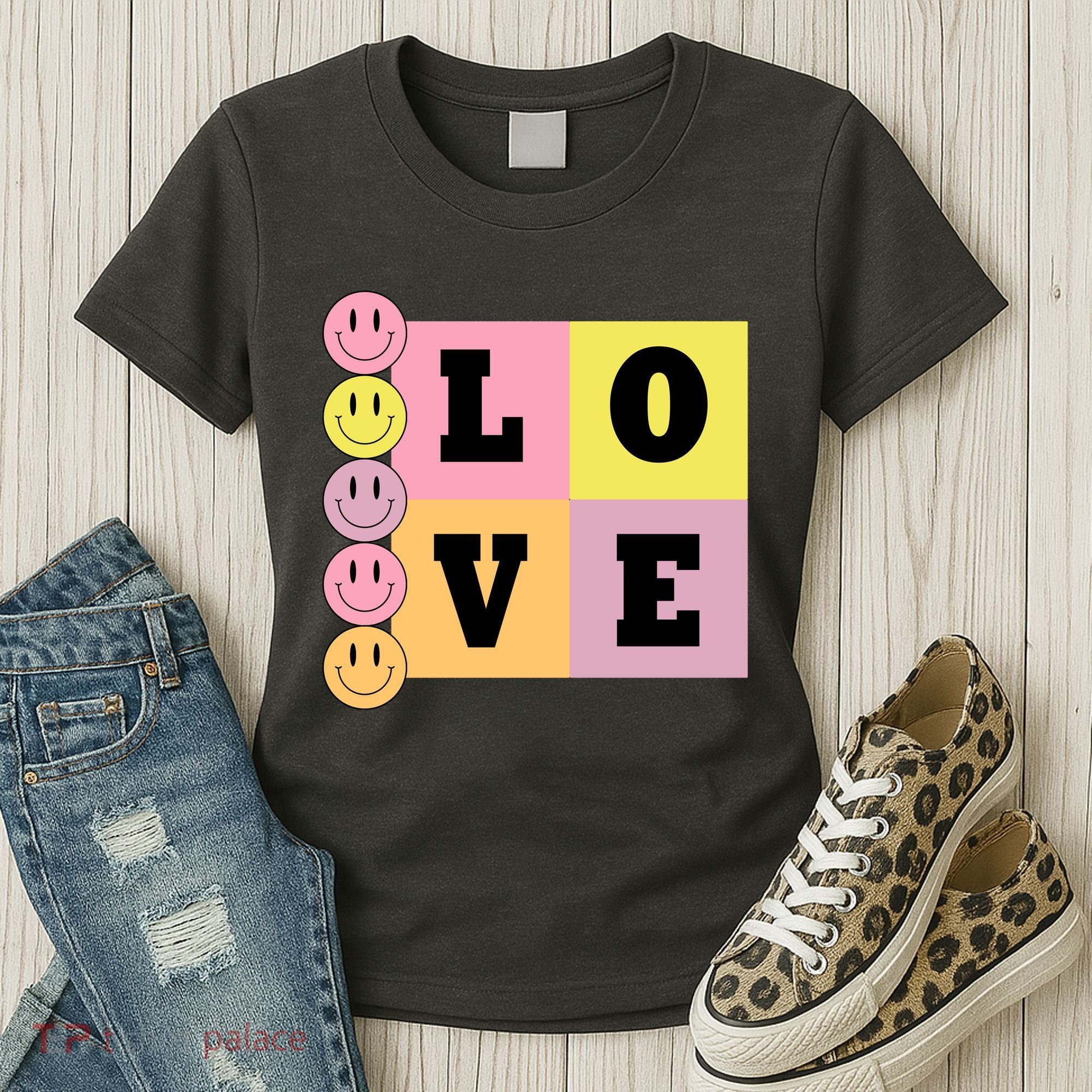Love Retro Smile Face Cute Gift Women's T-Shirt