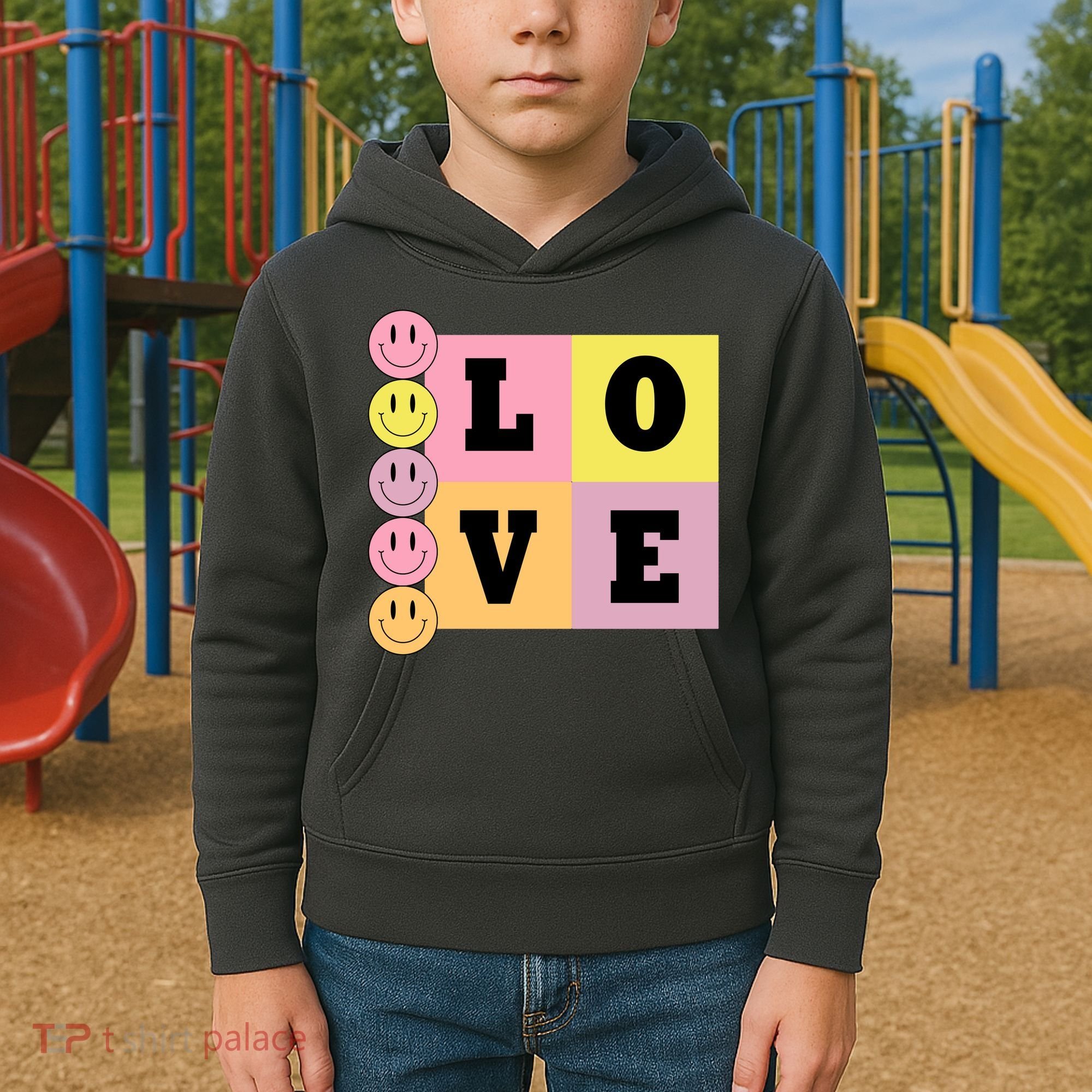 Love Retro Smile Face Cute Gift Kids Hoodie