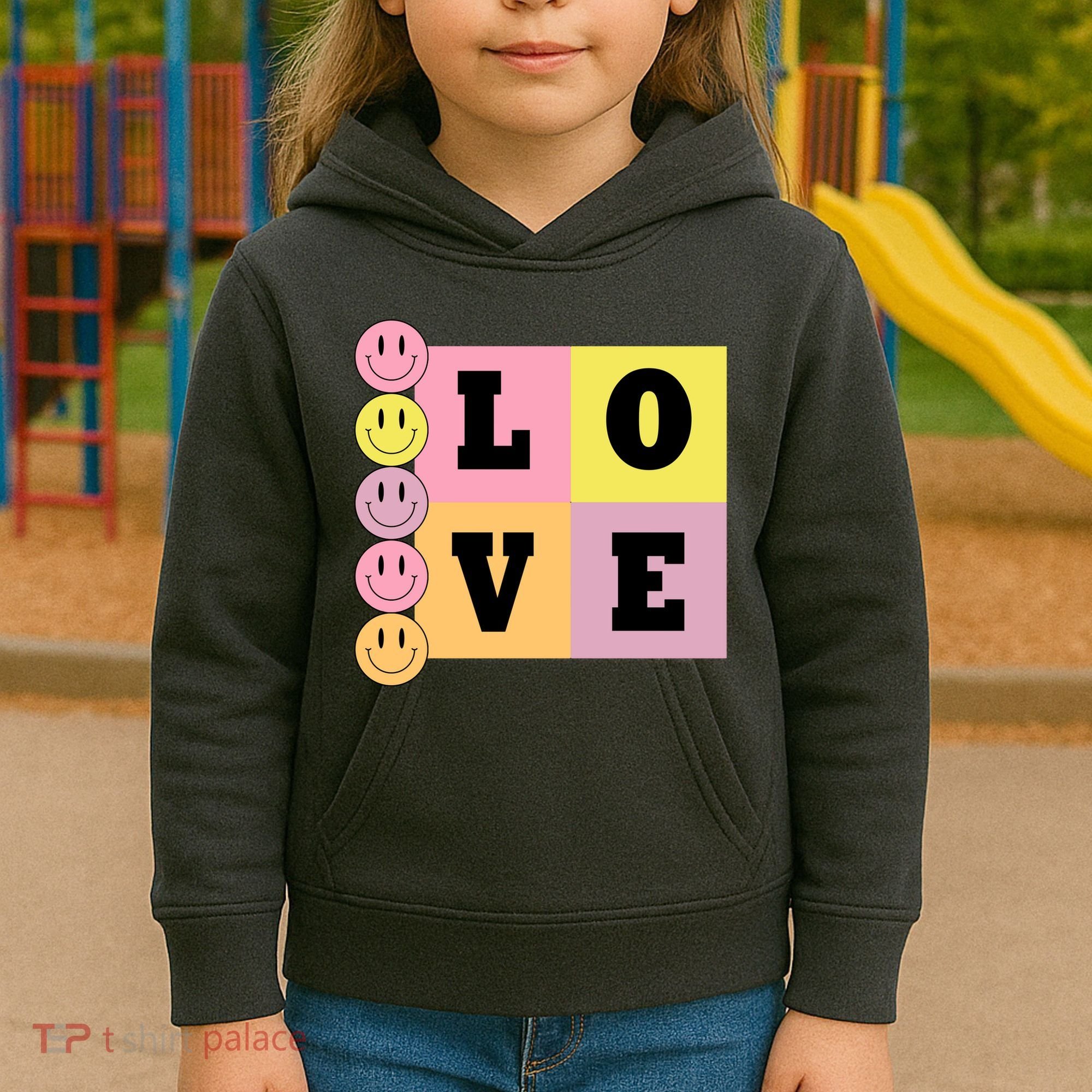 Love Retro Smile Face Cute Gift Kids Hoodie