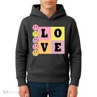 Love Retro Smile Face Cute Gift Kids Hoodie thumb 4