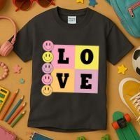 Love Retro Smile Face Cute Gift Kids T-Shirt thumb 3