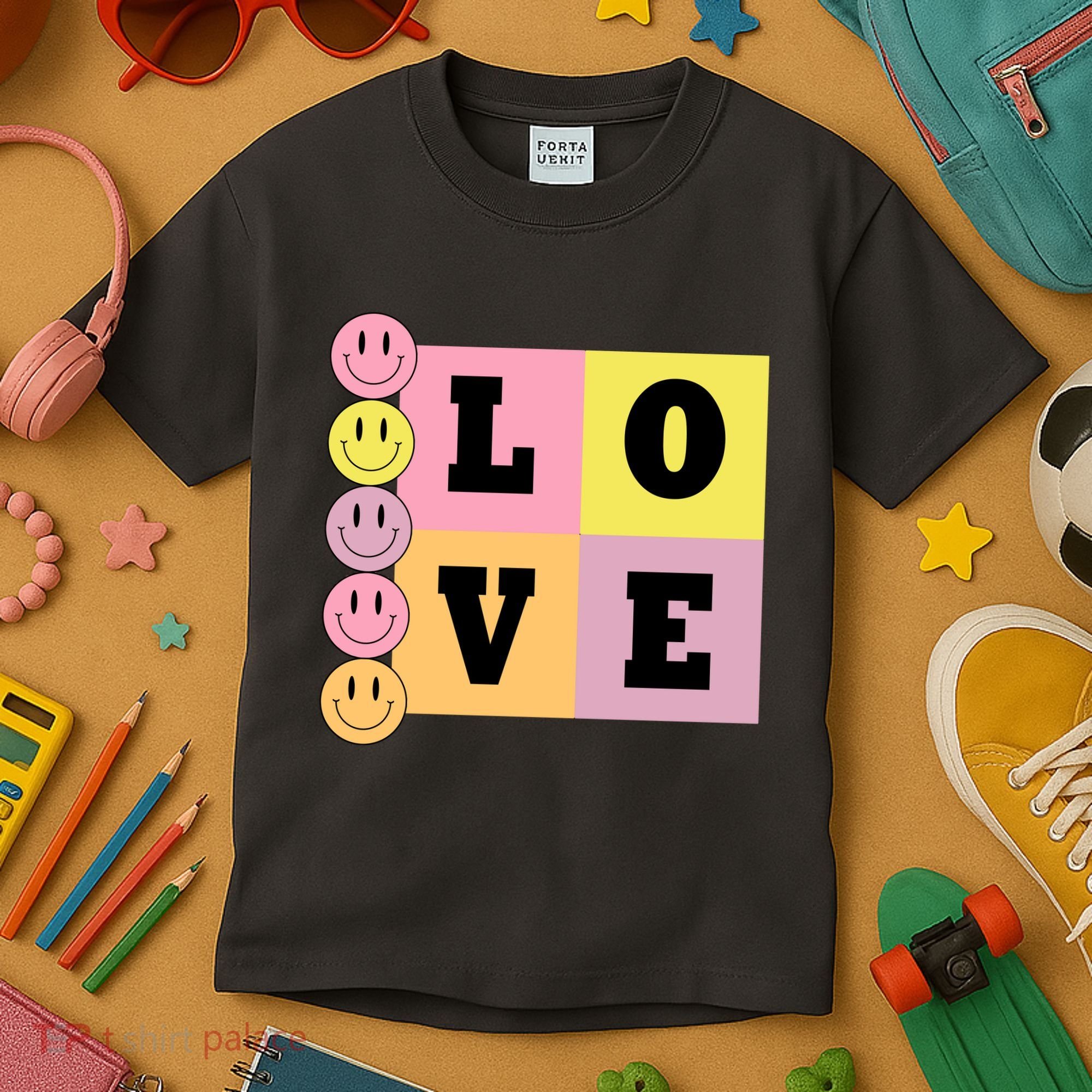 Love Retro Smile Face Cute Gift Kids T-Shirt