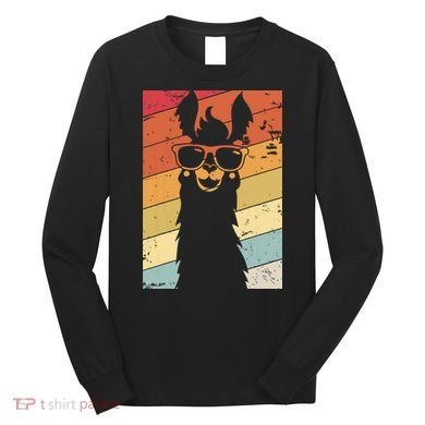 Llama Retro Style Alpaca Long Sleeve Shirt