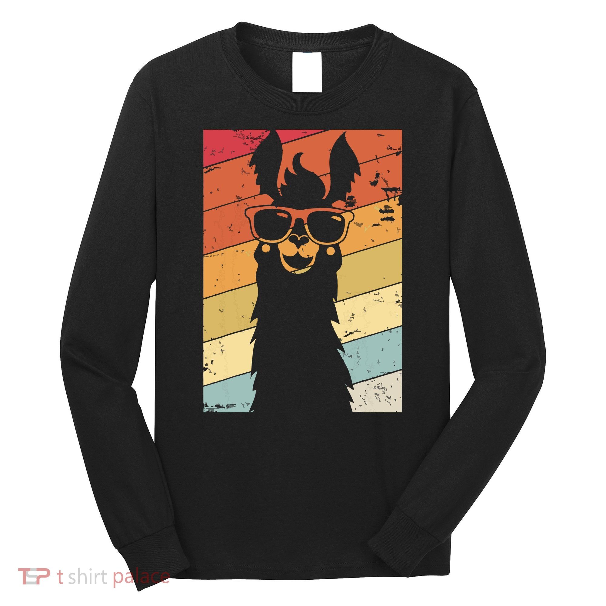 Llama Retro Style Alpaca Long Sleeve Shirt