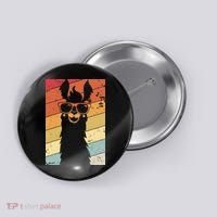 Llama Retro Style Alpaca Button thumb 0