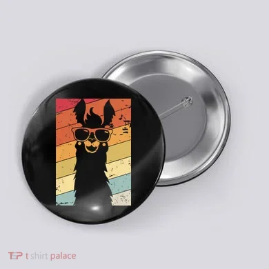 Llama Retro Style Alpaca Button