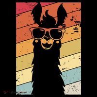 Llama Retro Style Alpaca Button thumb 1