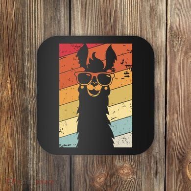 Llama Retro Style Alpaca Coaster