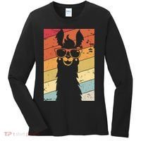 Llama Retro Style Alpaca Women's Long Sleeve Shirt thumb 0