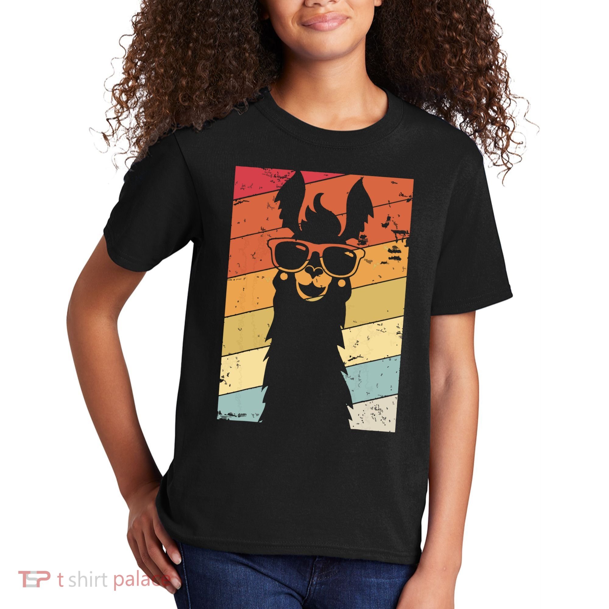 Llama Retro Style Alpaca Kids T-Shirt