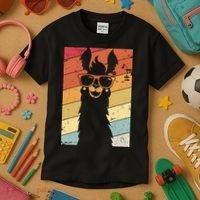 Llama Retro Style Alpaca Kids T-Shirt thumb 3