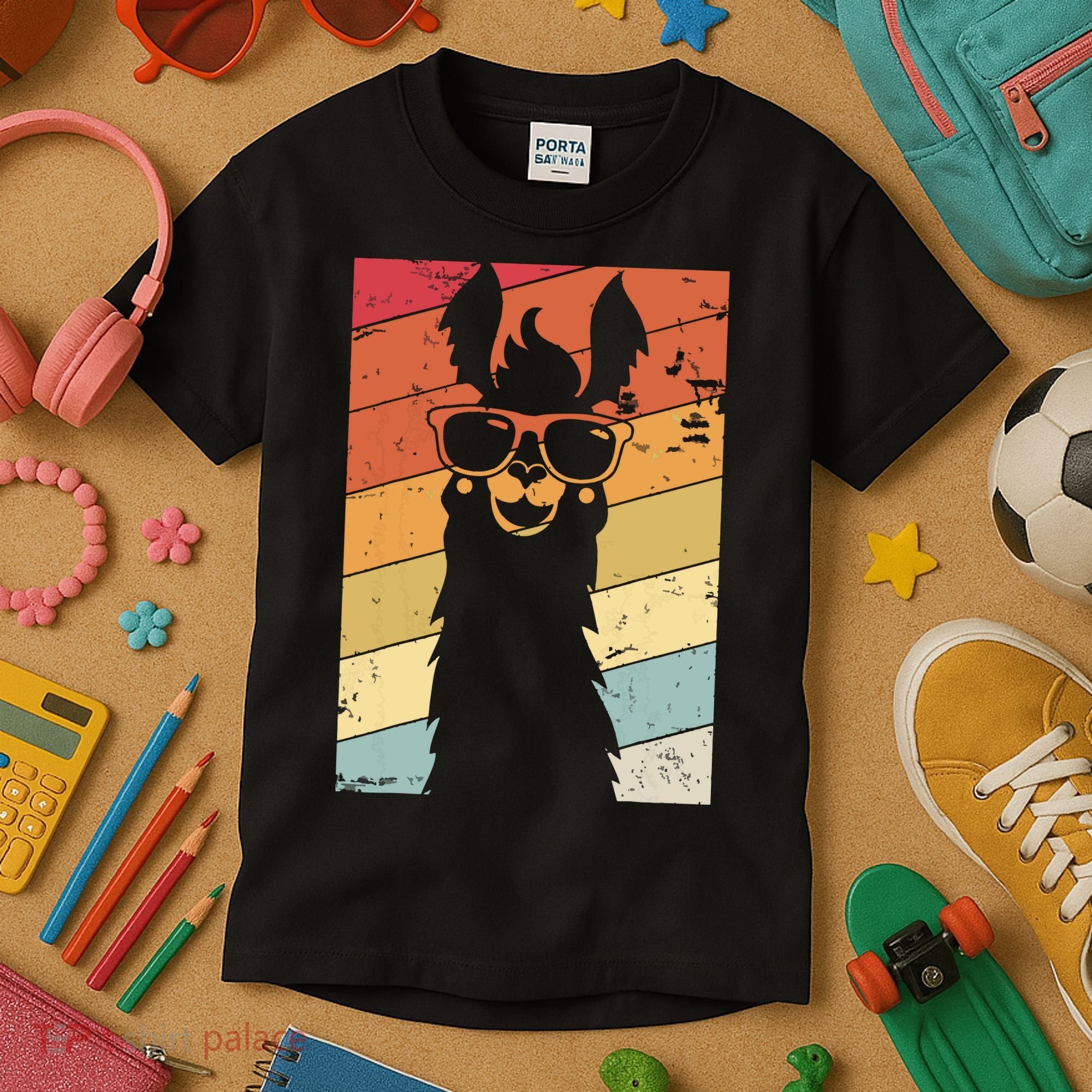 Llama Retro Style Alpaca Kids T-Shirt