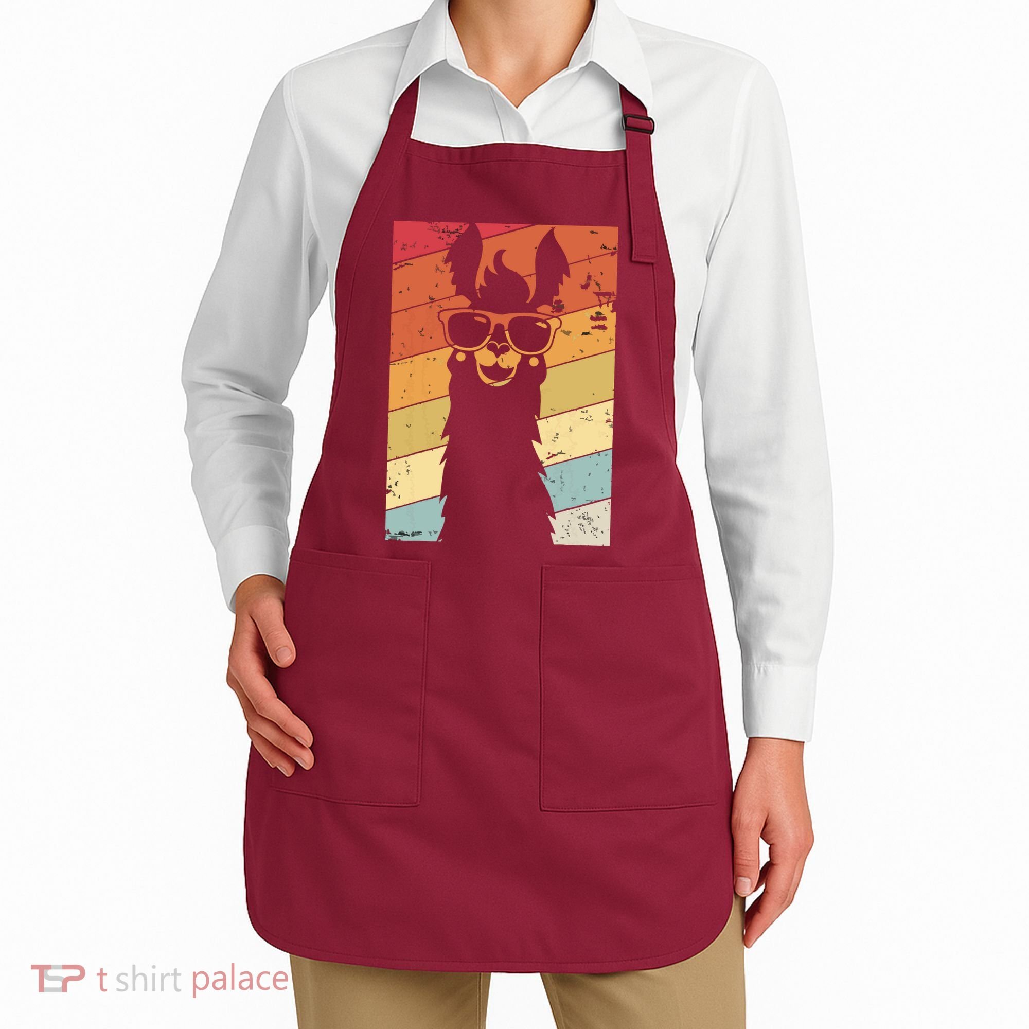 Llama Retro Style Alpaca Apron