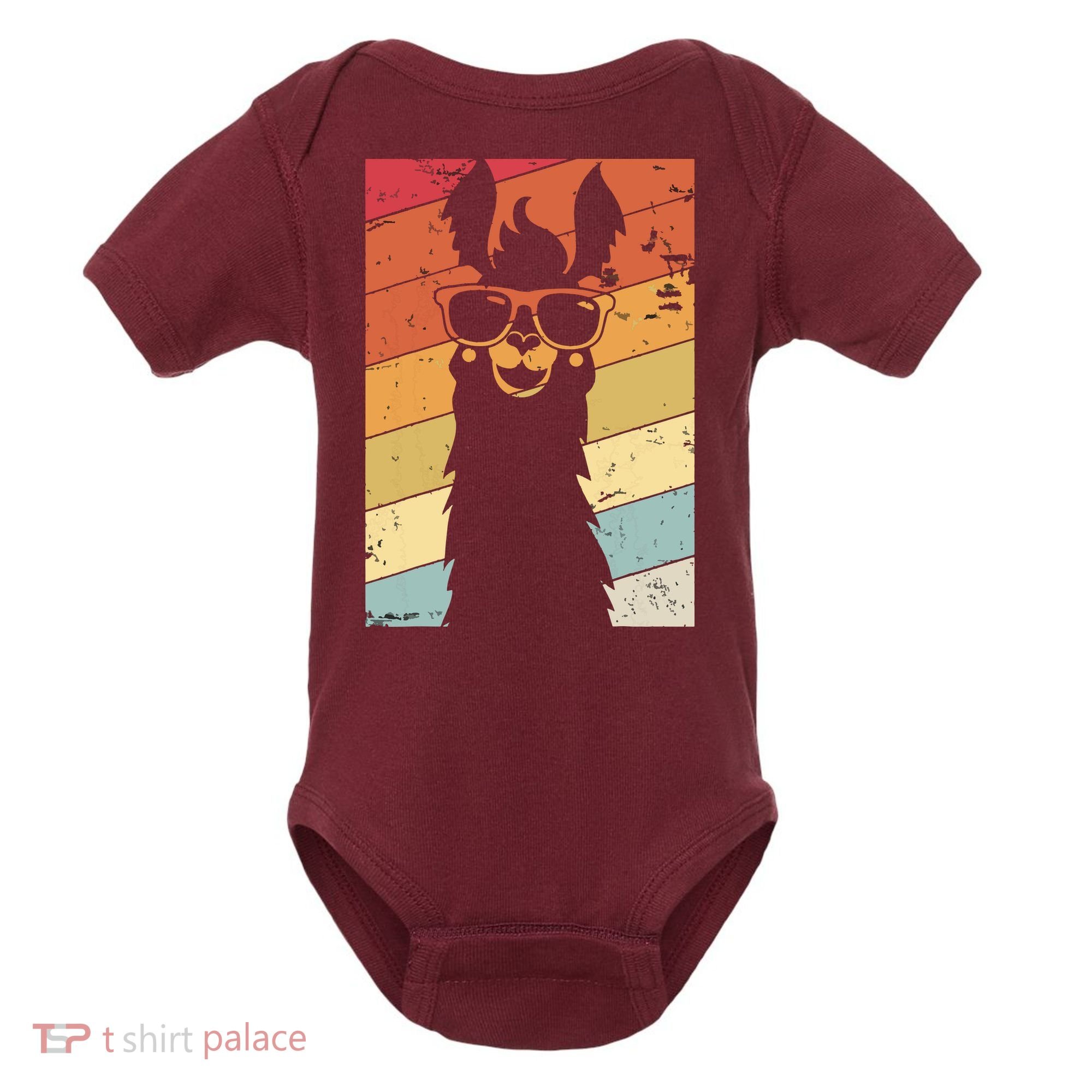 Llama Retro Style Alpaca Baby Bodysuit