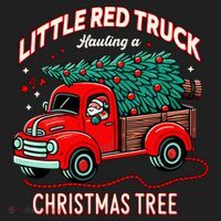Little Red Truck Hauling A Christmas Tree Women's Sweatshirt thumb 2