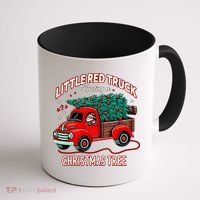 Little Red Truck Hauling A Christmas Tree Coffee Mug thumb 1