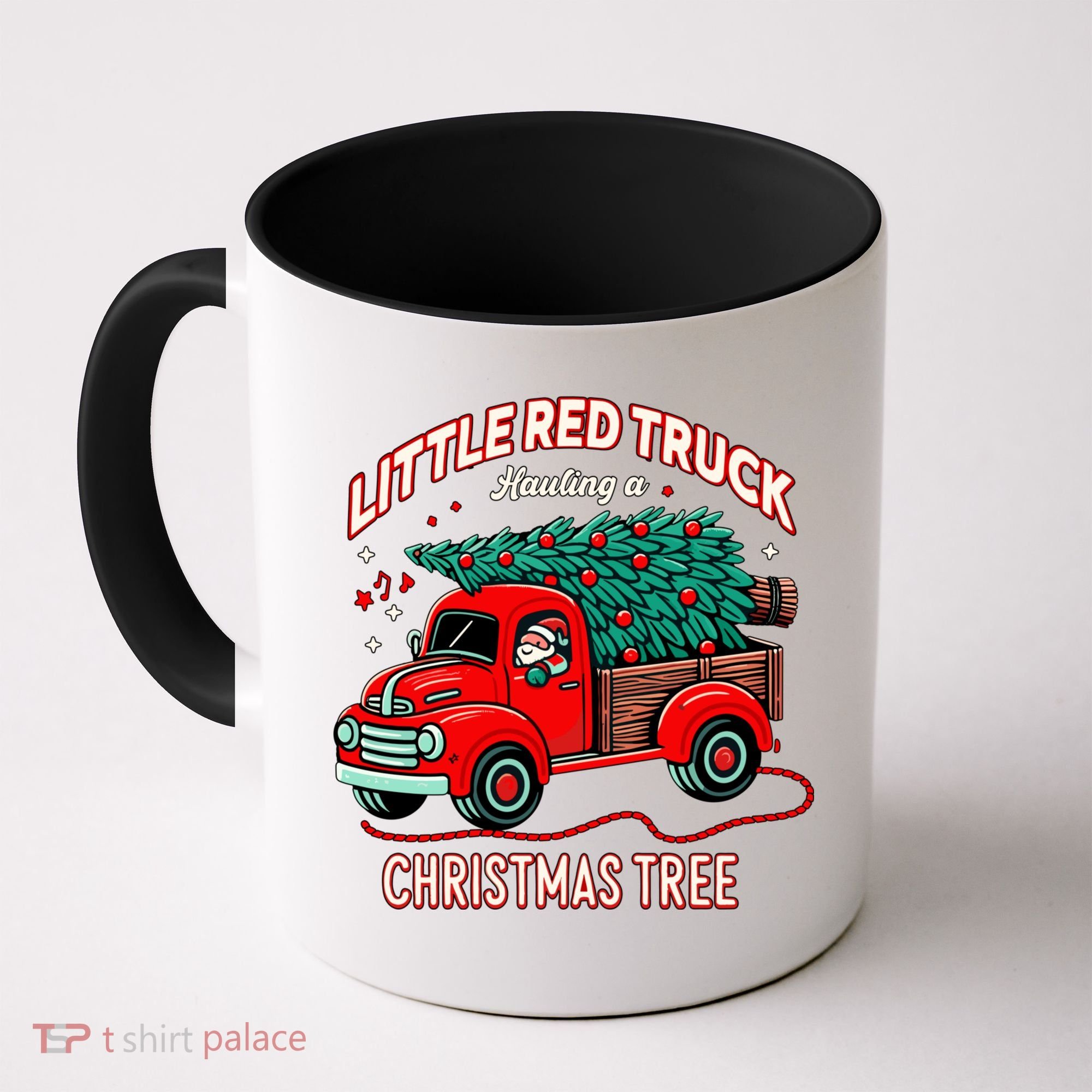 Little Red Truck Hauling A Christmas Tree Coffee Mug