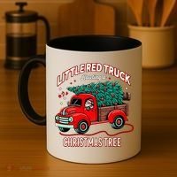Little Red Truck Hauling A Christmas Tree Coffee Mug thumb 4