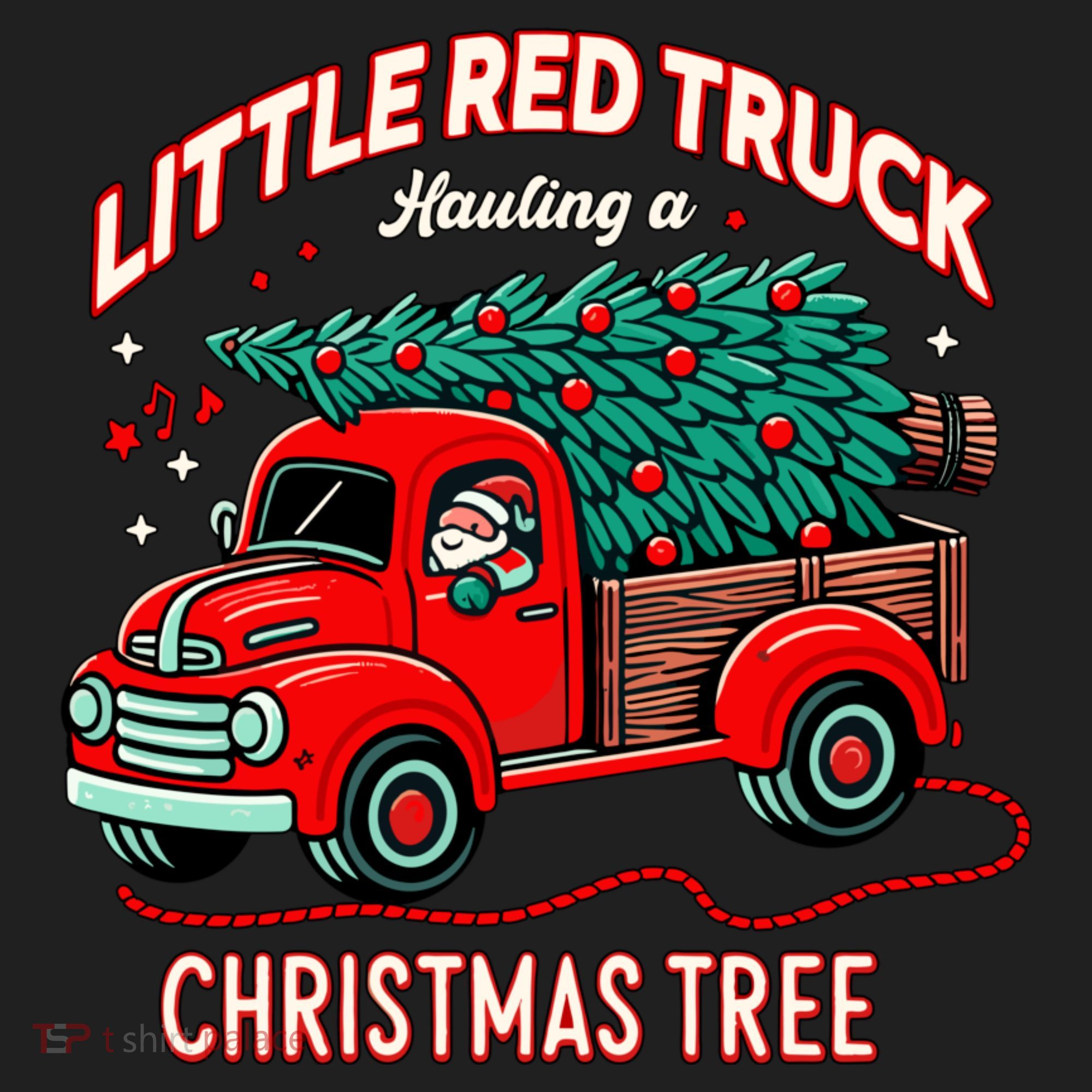 Little Red Truck Hauling A Christmas Tree Beanie