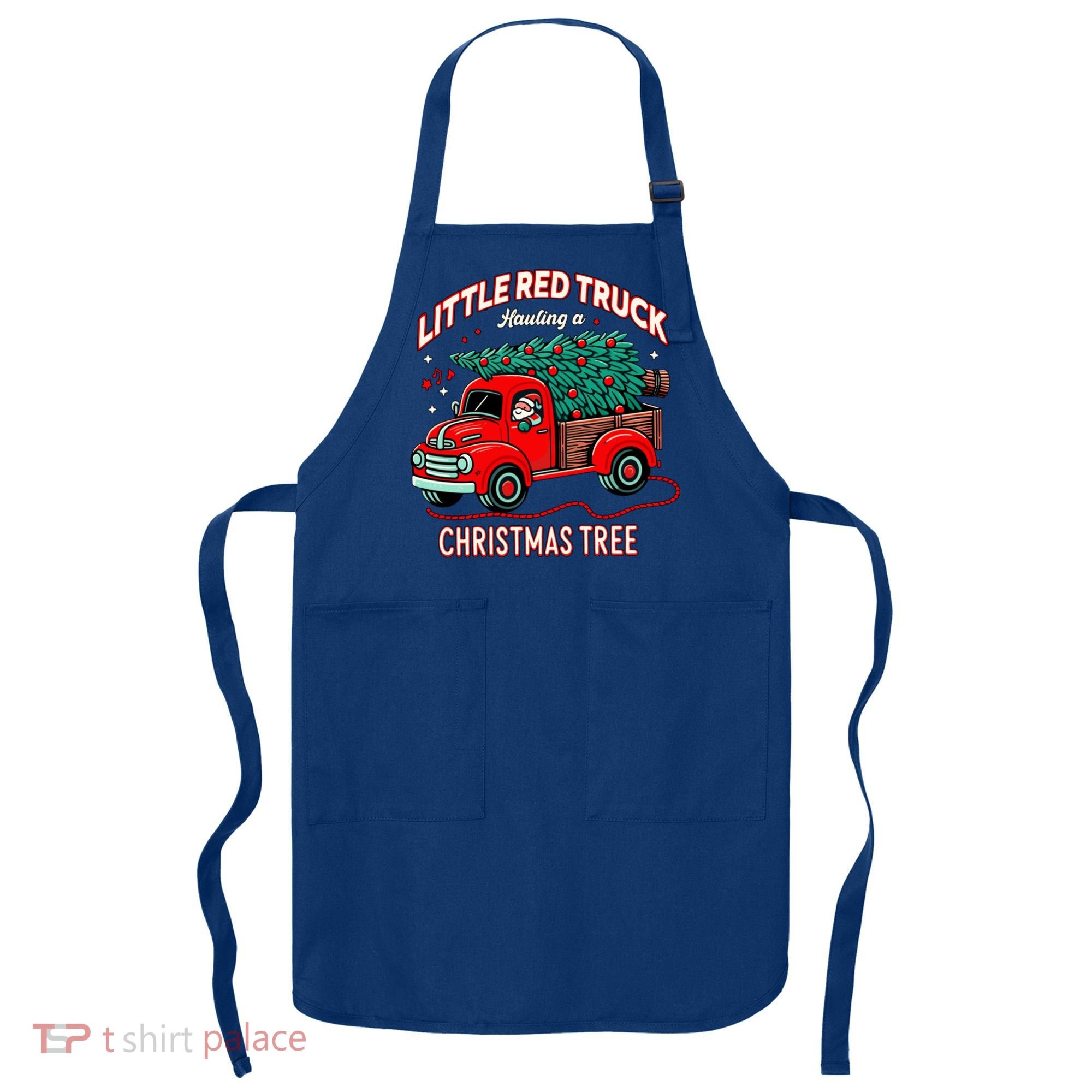 Little Red Truck Hauling A Christmas Tree Apron