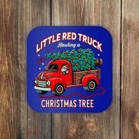 Little Red Truck Hauling A Christmas Tree Coaster thumb 0