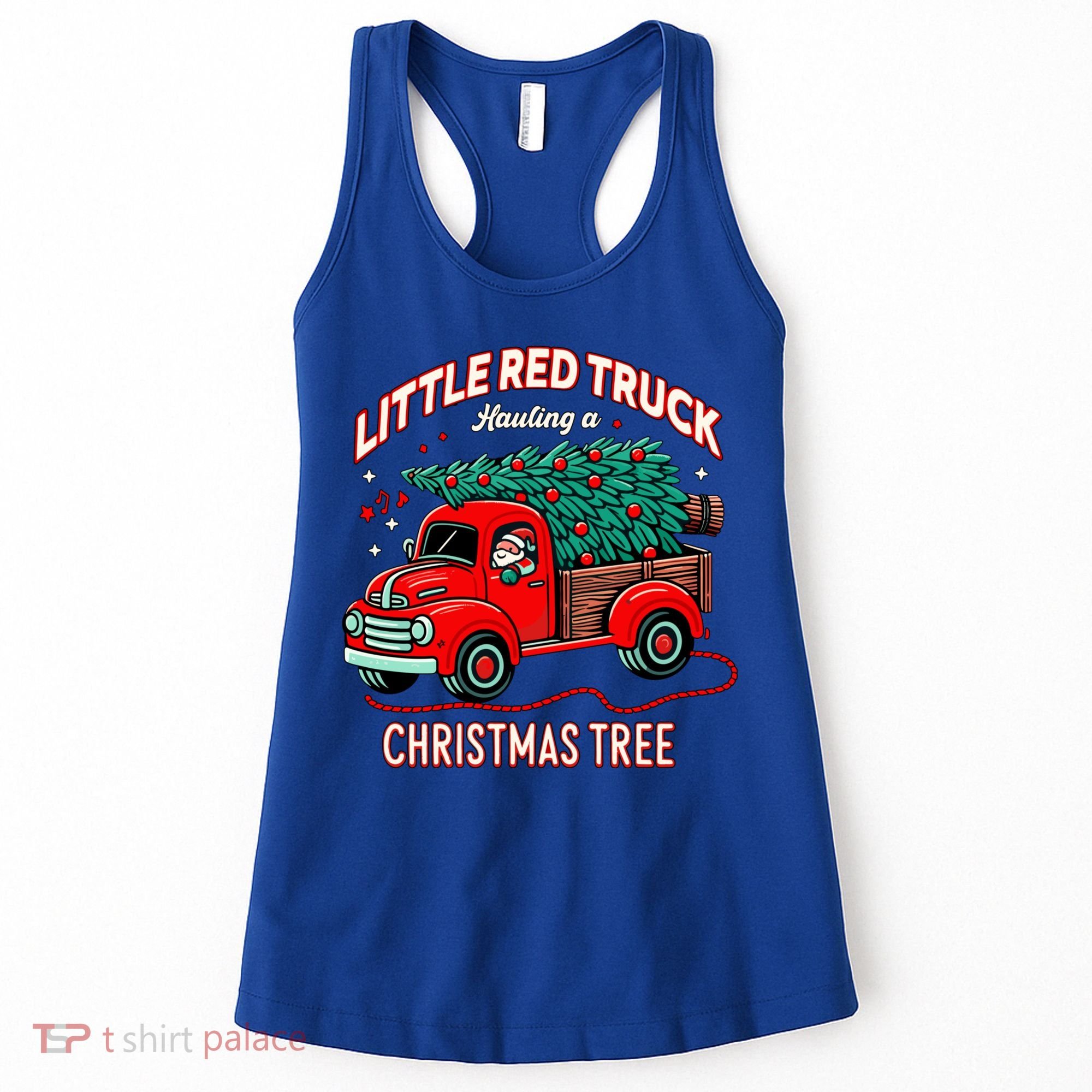 Little Red Truck Hauling A Christmas Tree Women's Tank Top