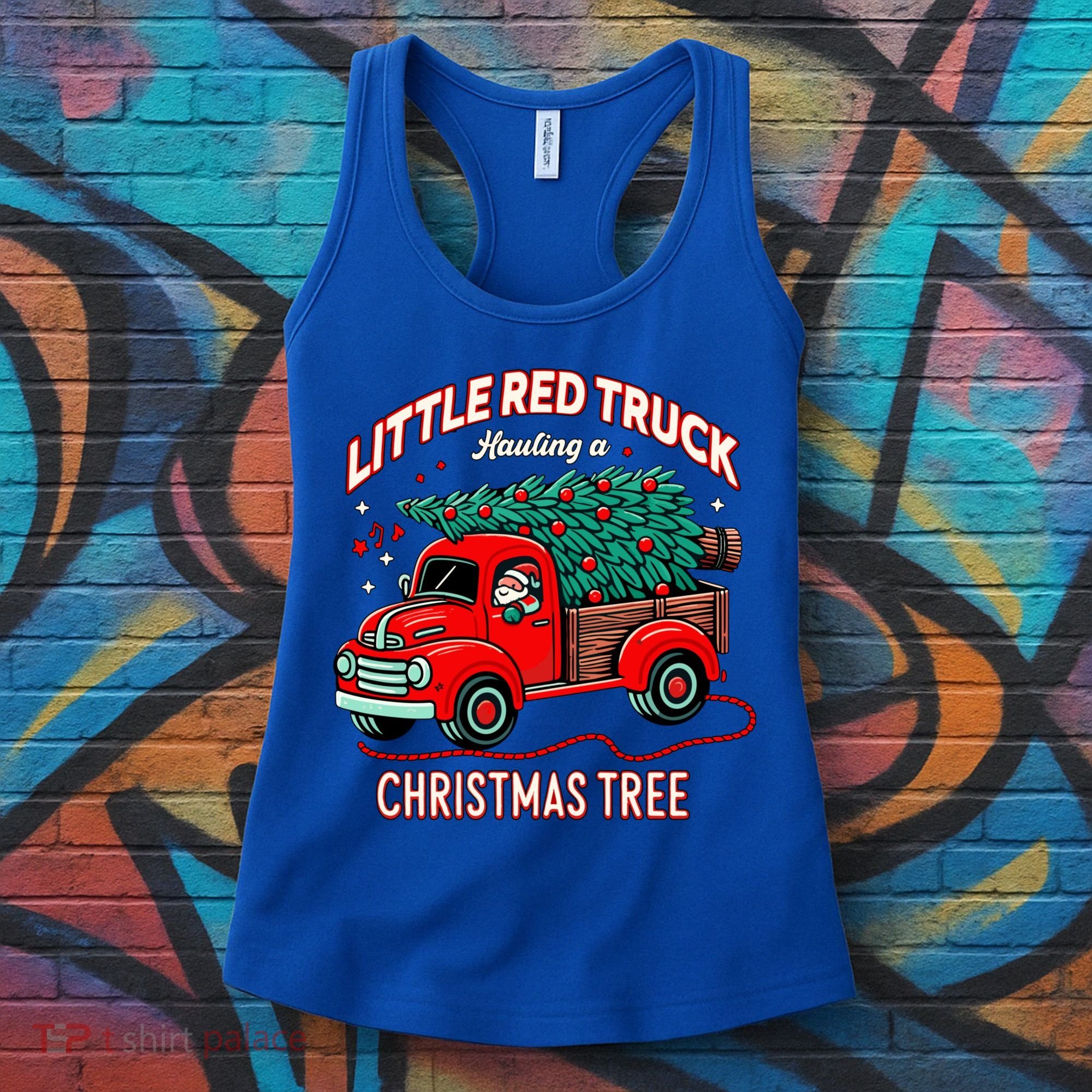 Little Red Truck Hauling A Christmas Tree Women's Tank Top