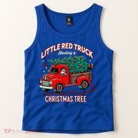 Little Red Truck Hauling A Christmas Tree Tank Top thumb 2