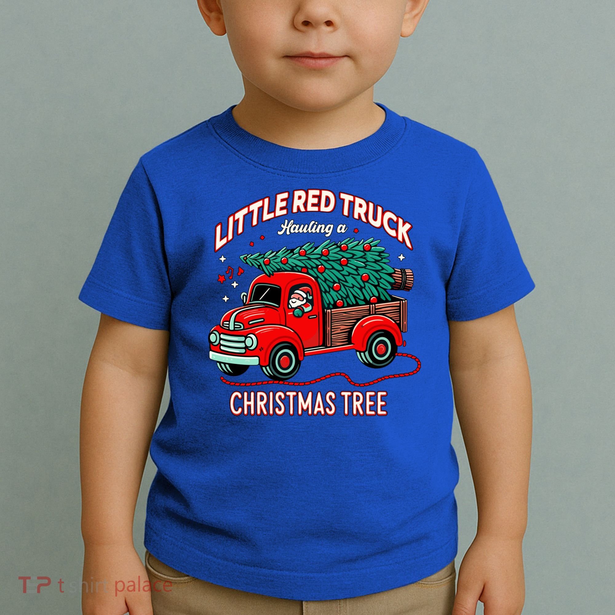 Little Red Truck Hauling A Christmas Tree Toddler T-Shirt