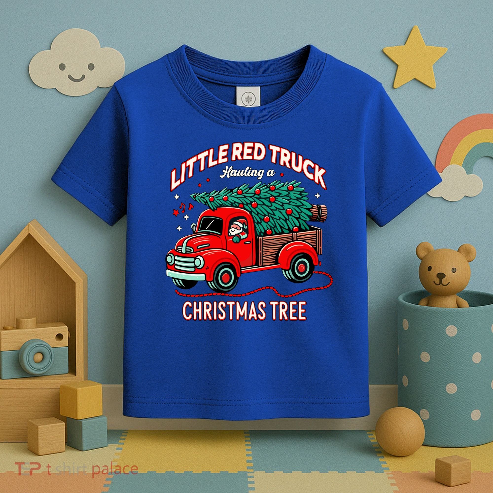 Little Red Truck Hauling A Christmas Tree Toddler T-Shirt