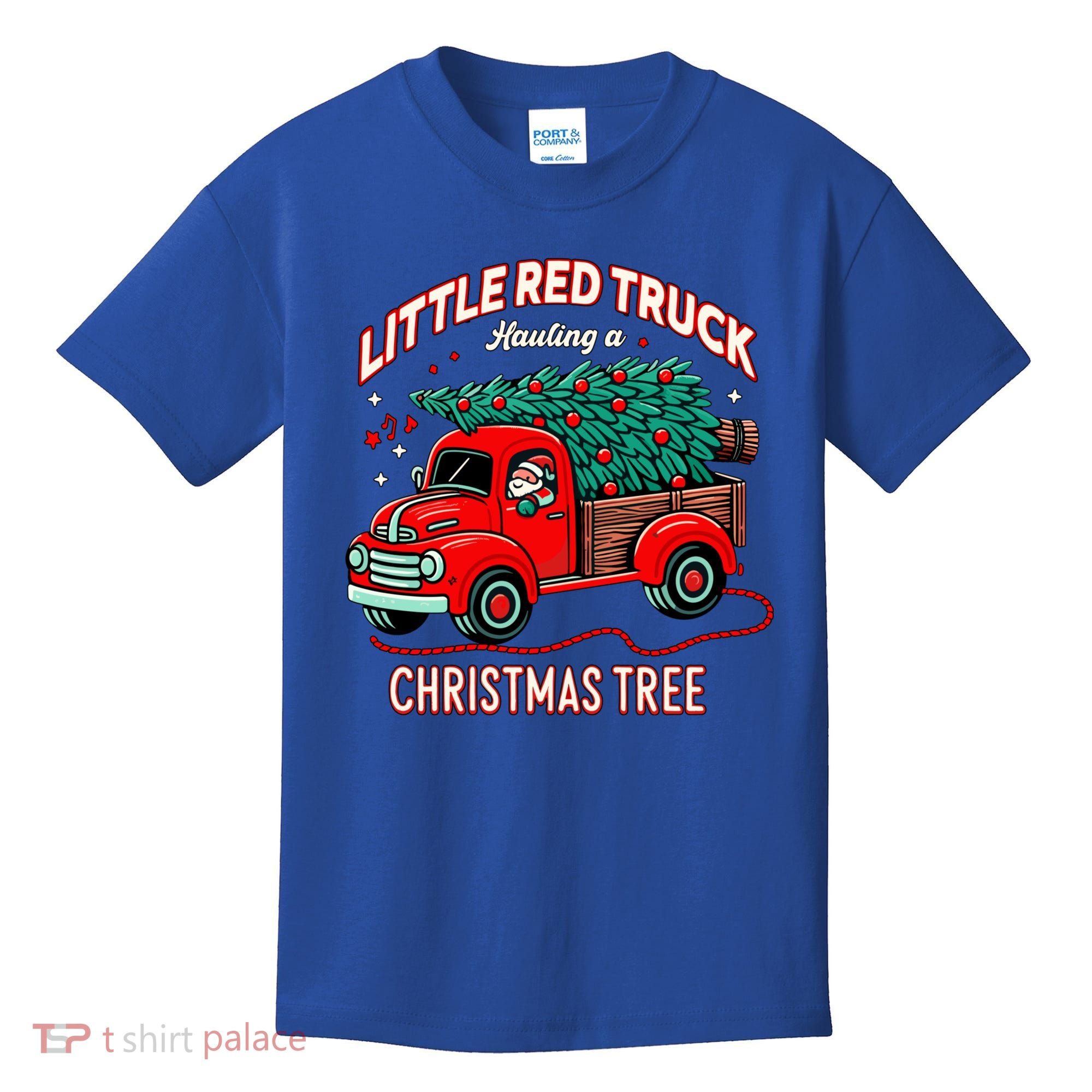 Little Red Truck Hauling A Christmas Tree Kids T-Shirt