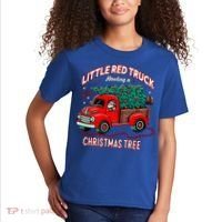 Little Red Truck Hauling A Christmas Tree Kids T-Shirt thumb 2