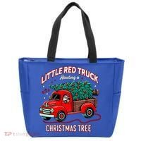 Little Red Truck Hauling A Christmas Tree Tote Bag thumb 0