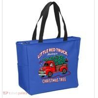 Little Red Truck Hauling A Christmas Tree Tote Bag thumb 2