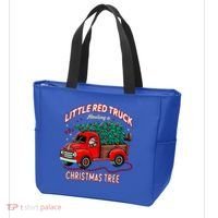 Little Red Truck Hauling A Christmas Tree Tote Bag thumb 3