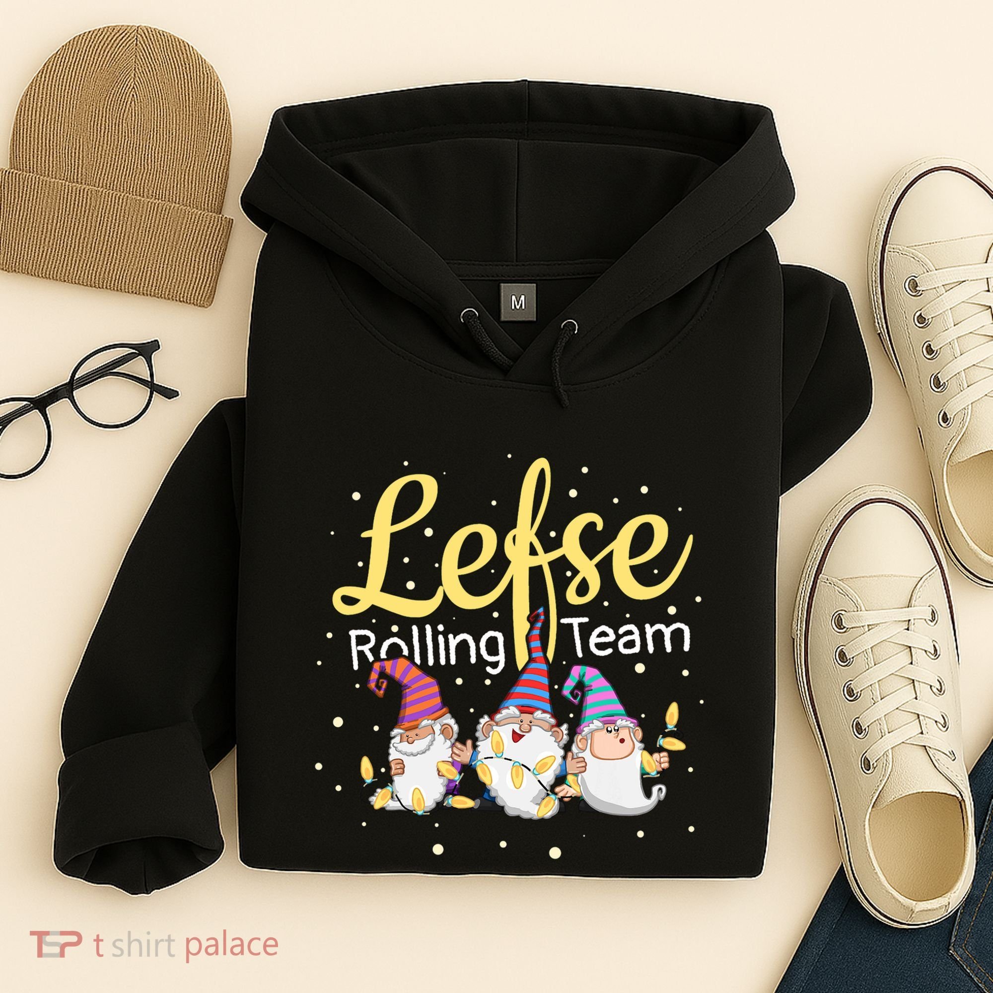 Lefse Rolling Team Gnome Christmas Norway Xmas Ornament Gift Hoodie