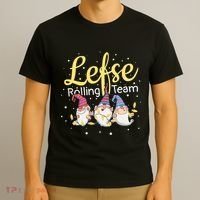 Lefse Rolling Team Gnome Christmas Norway Xmas Ornament Gift T-Shirt thumb 3