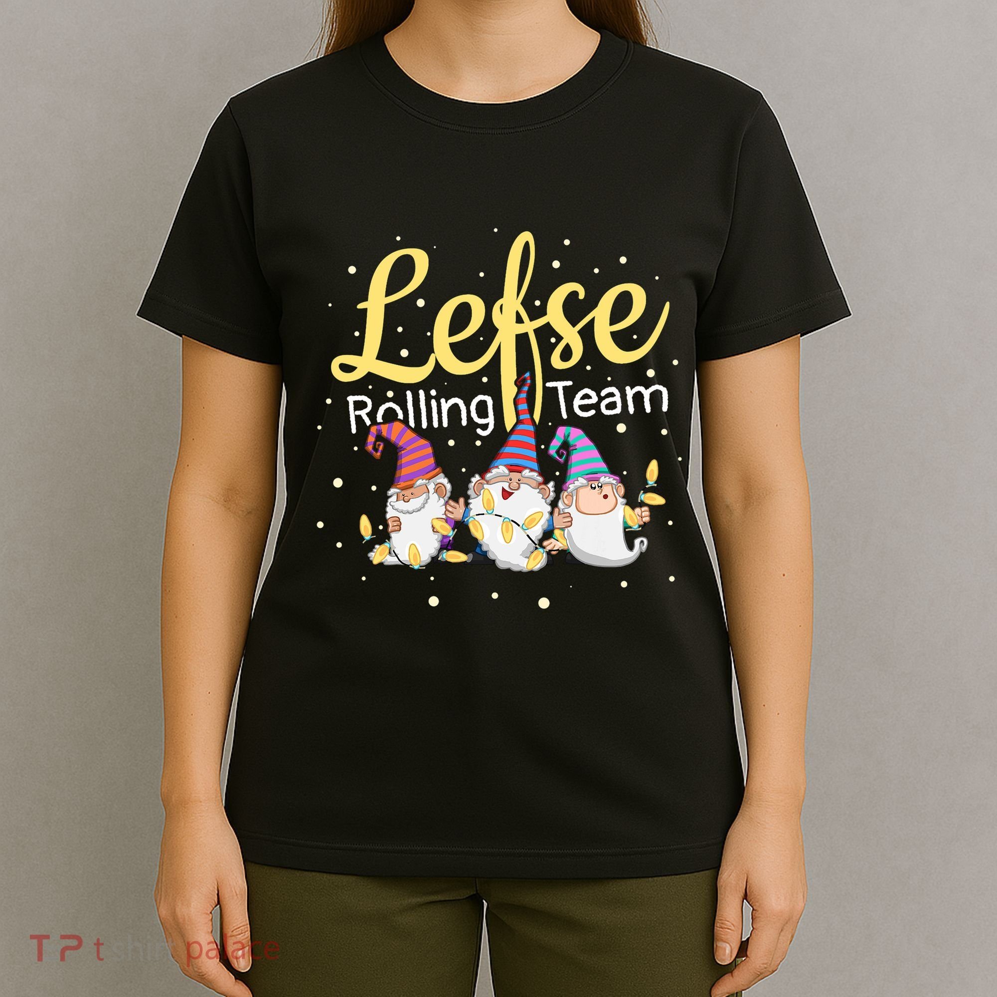 Lefse Rolling Team Gnome Christmas Norway Xmas Ornament Gift T-Shirt