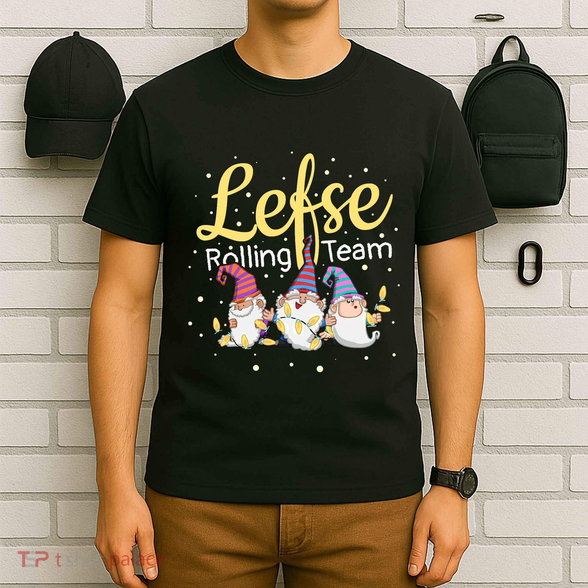 Lefse Rolling Team Gnome Christmas Norway Xmas Ornament Gift T-Shirt